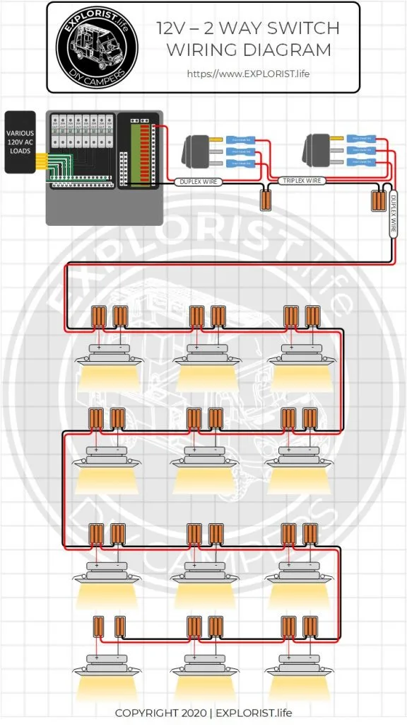 Together wiring switches 3 light Three