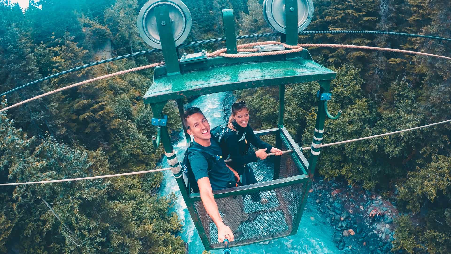 Hiking to the Winner Creek Trail Hand Tram in Girdwood, Alaska