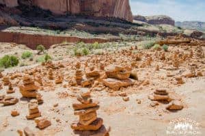 Cairns while hiking Corona Arch